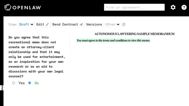 Autonomous Lawyering Using OpenLaw.